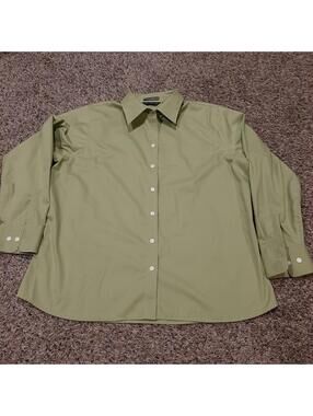 Eddie Bauer Wrinkle Resistant Women’s XL 3/4 Sleeve Shirt Olive 100% Cotton